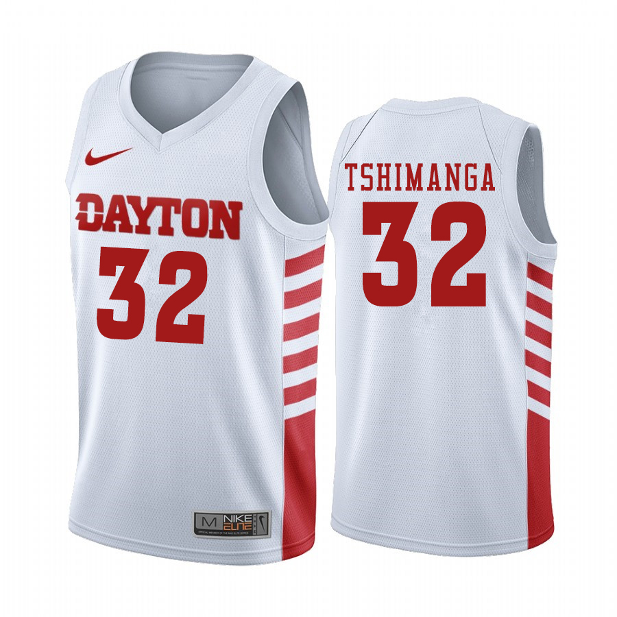 Men #32 Jordy Tshimanga Dayton Flyers College Basketball Jerseys Sale-White